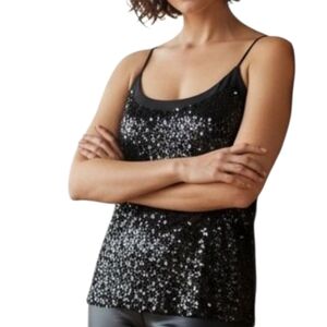 Papaya Black Sequined Racerback Top Small